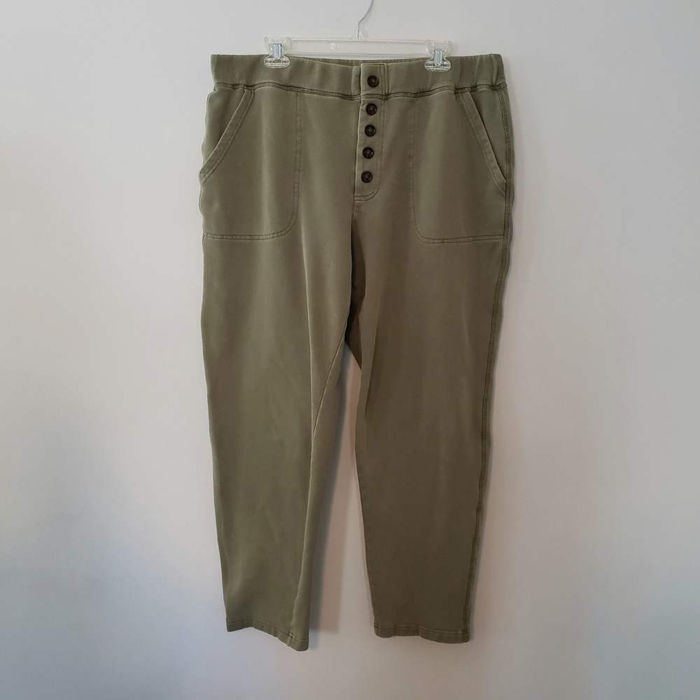 Marine Layer Womens Sweat Pants XL Athleisure Lounge Comfort Button Fly Green